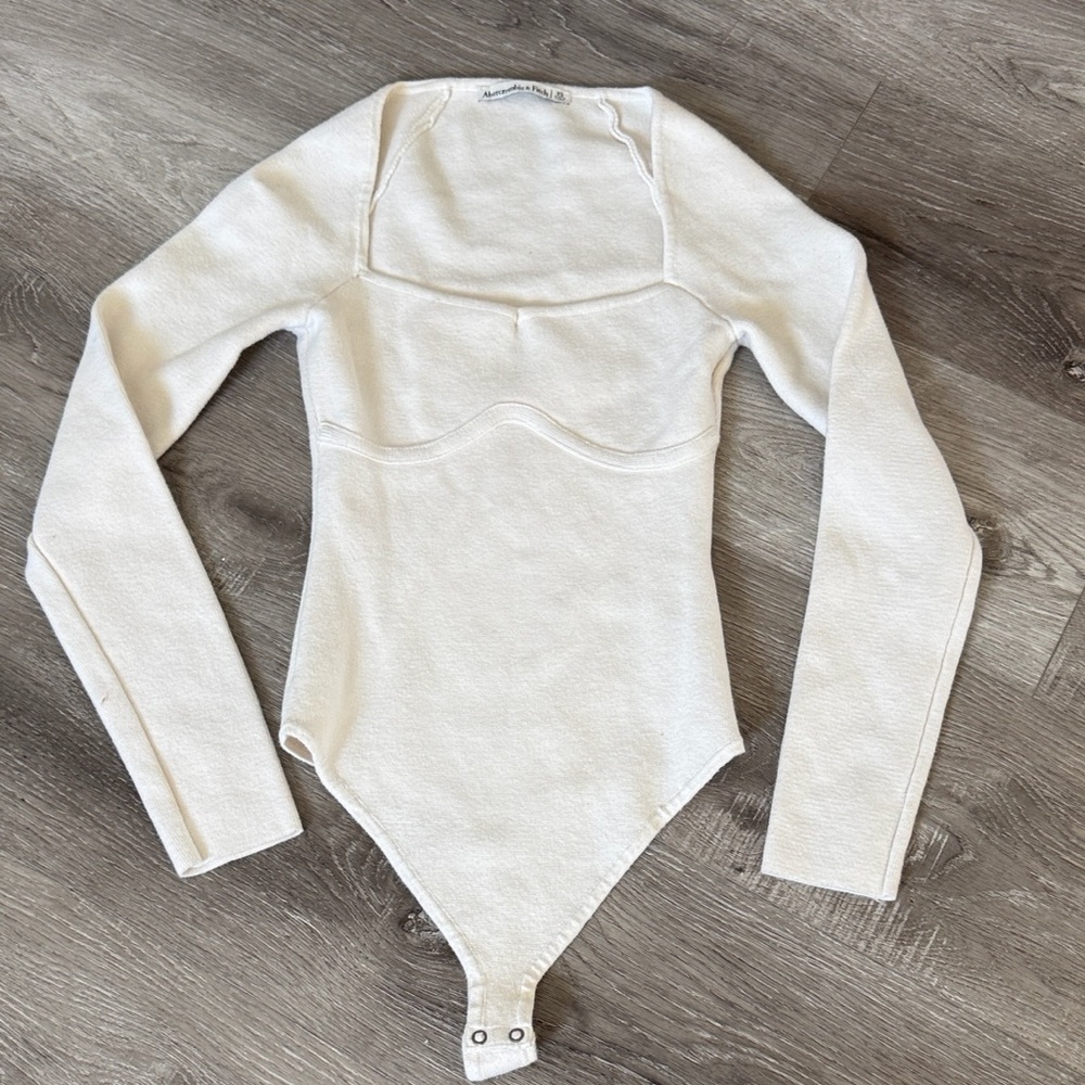 A & F Cream Long Sleeve Bodysuit